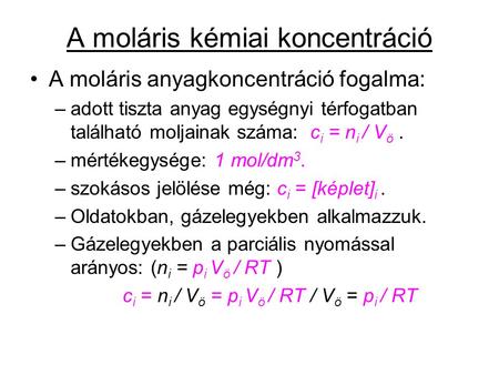 A moláris kémiai koncentráció