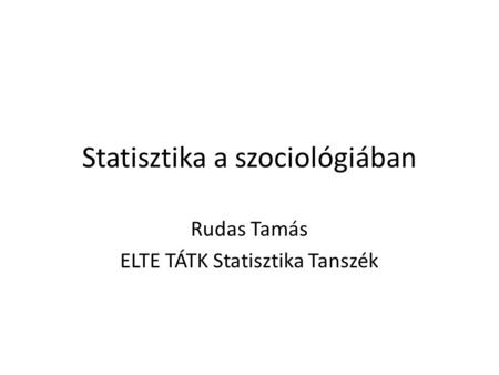 Statisztika a szociológiában