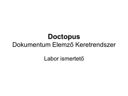 Doctopus Dokumentum Elemző Keretrendszer Labor ismertető.