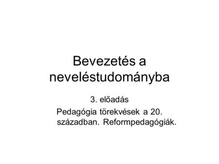 Bevezetés a neveléstudományba