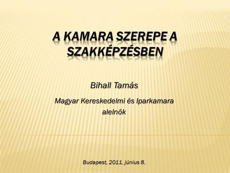 Bihall Tamás Magyar Kereskedelmi és Iparkamara alelnök Budapest, 2011. június 8.
