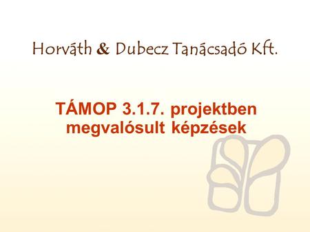 Horváth & Dubecz Tanácsadó Kft. TÁMOP 3.1.7. projektben megvalósult képzések.