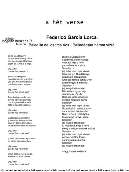 a hét verse Federico García Lorca: