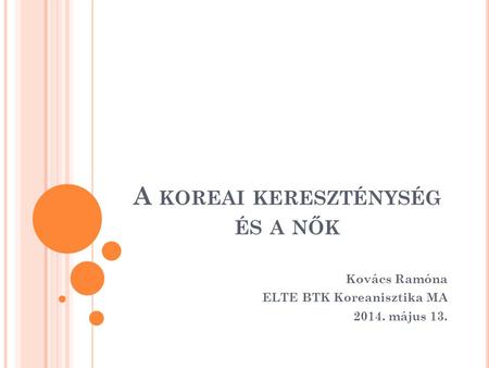 A koreai kereszténység és a nők