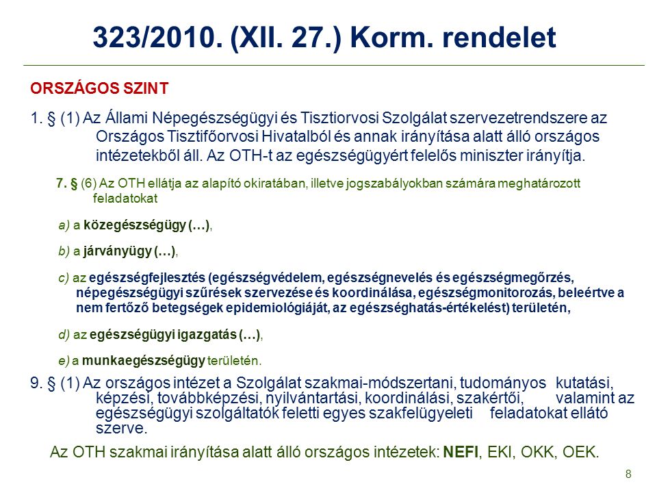 323/2010. (XII. 27.) Korm. rendelet ORSZÁGOS SZINT