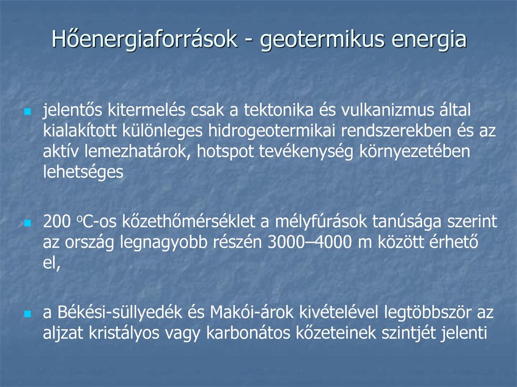 Hőenergiaforrások - geotermikus energia