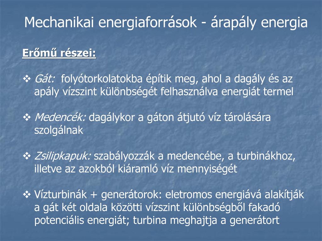 Mechanikai energiaforrások - árapály energia