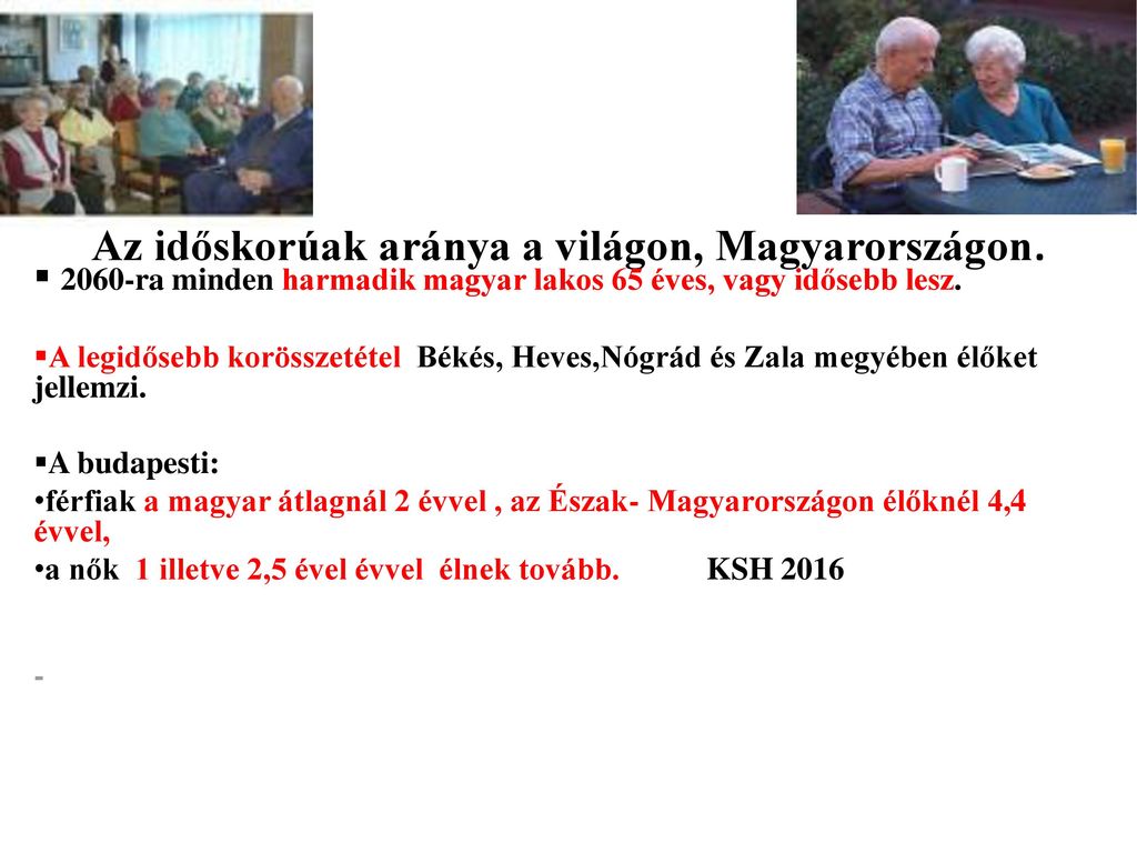 Az időskorúak aránya a világon, Magyarországon.
