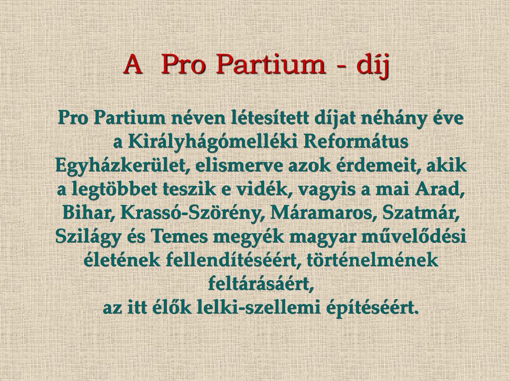 A Pro Partium - díj