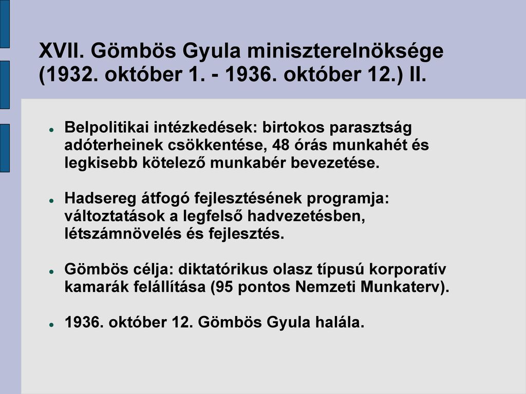 XVII. Gömbös Gyula miniszterelnöksége (1932. október