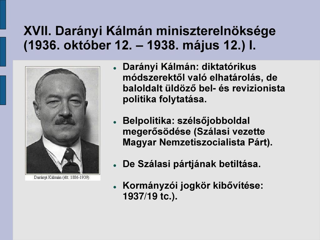 XVII. Darányi Kálmán miniszterelnöksége (1936. október 12. – 1938