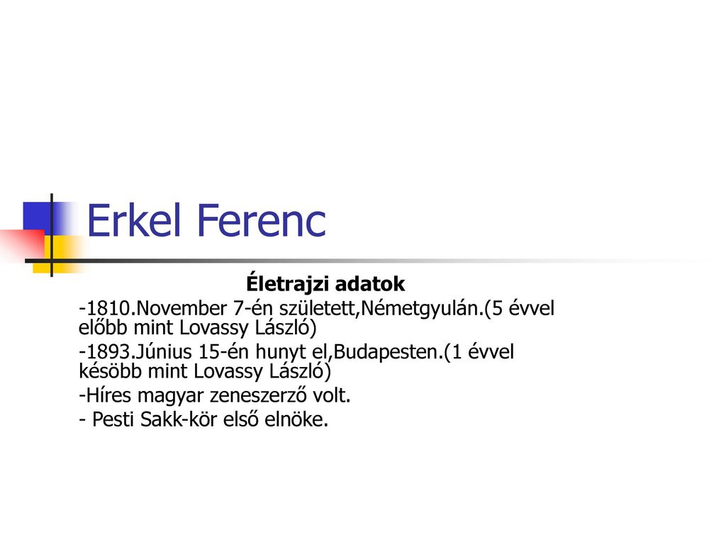 Erkel Ferenc Életrajzi adatok