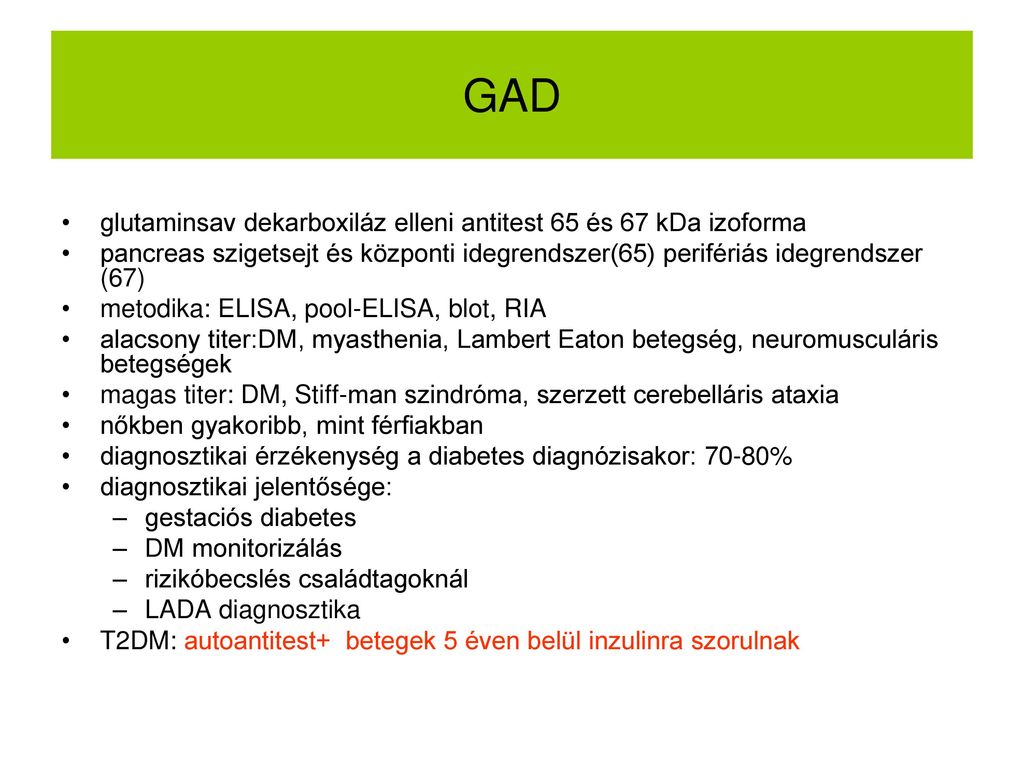A GAD cukorbetegség elleni antitestjei