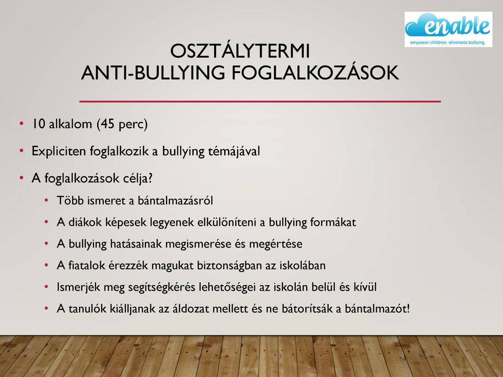 Osztálytermi Anti-bullying foglalkozások