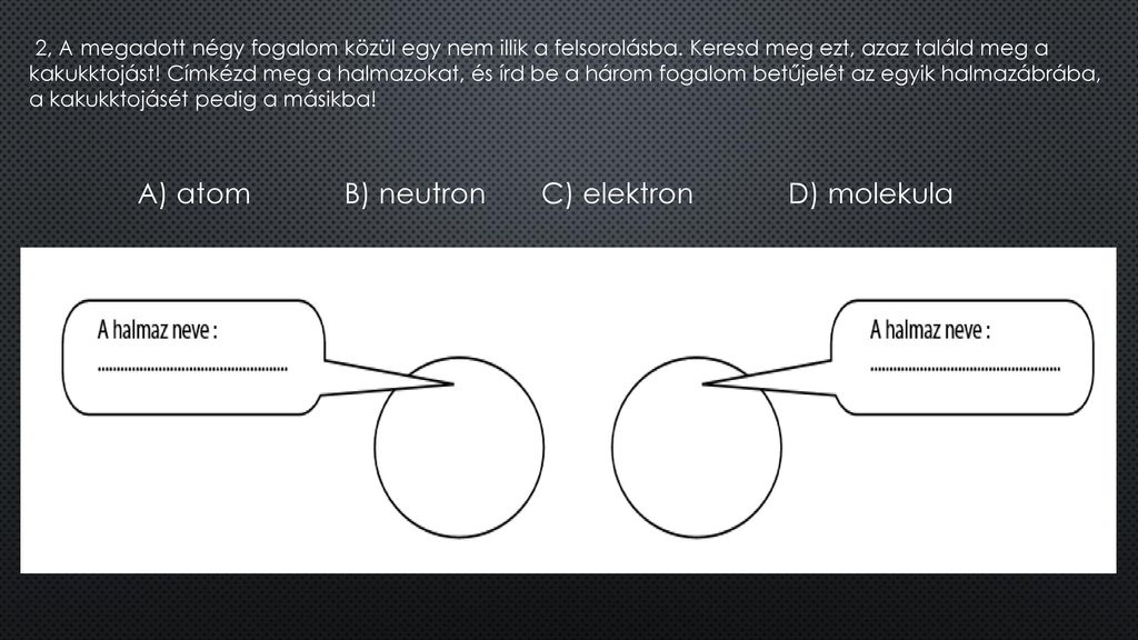 B) neutron C) elektron D) molekula