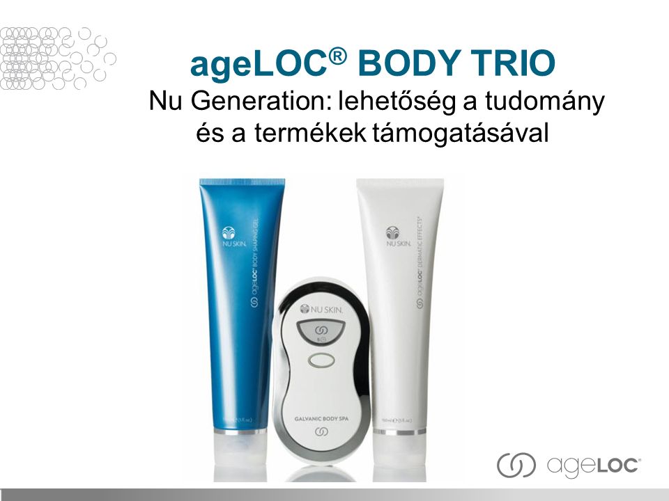 ageLOC® BODY TRIO Nu Generation: lehetőség a tudomány és a termékek támogatásával