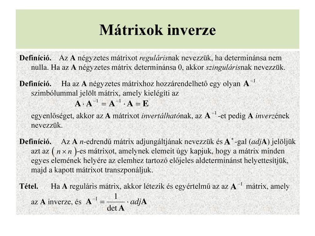 Lineáris Algebra Mátrixok Determinánsok Lineáris Egyenletrendszerek Ppt Letölteni 1639