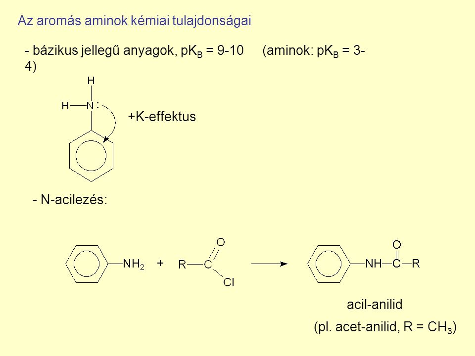 Az aromás aminok kémiai tulajdonságai