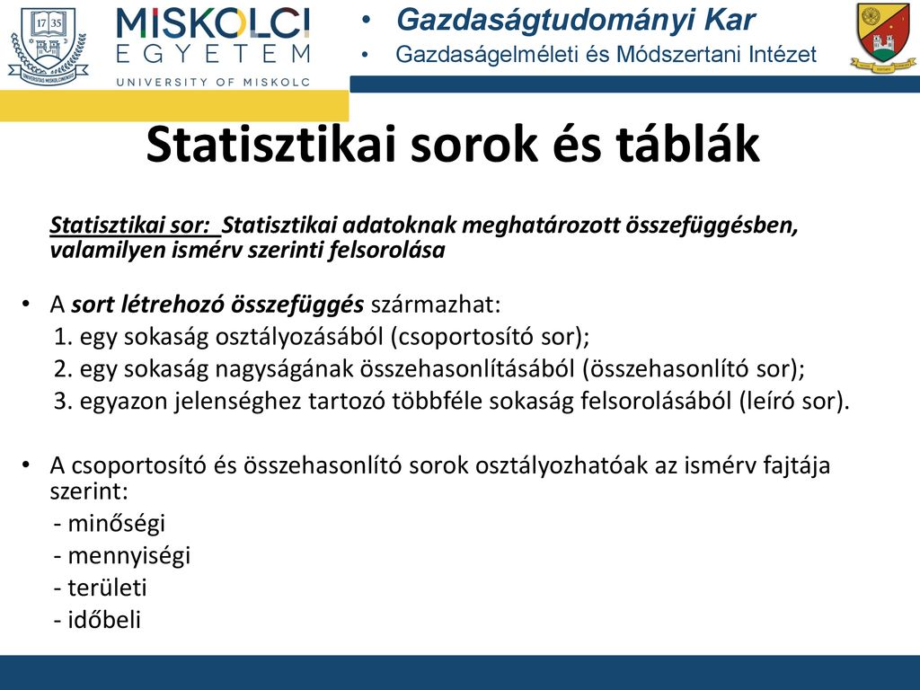 Statisztikai Alapfogalmak A Statisztikai Munka Fázisai Statisztikai ...