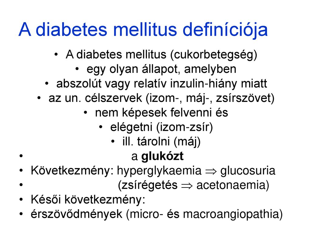 cukorbetegség definíciója