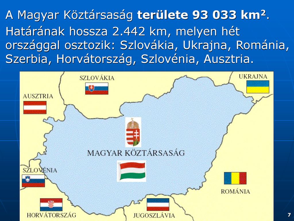 A Magyar Köztársaság területe km2.