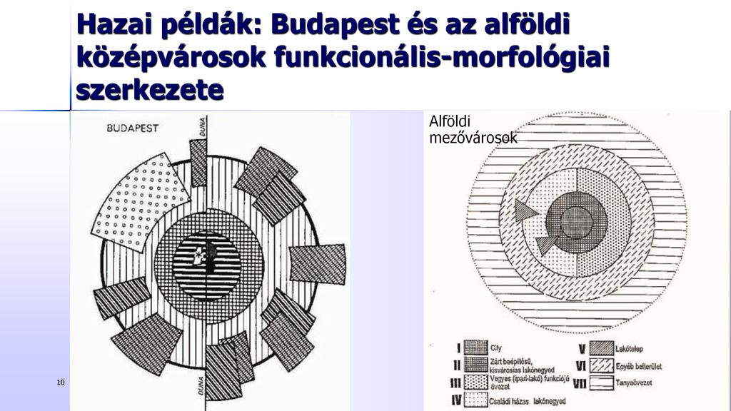 Hazai példák: Budapest és az alföldi középvárosok funkcionális-morfológiai szerkezete