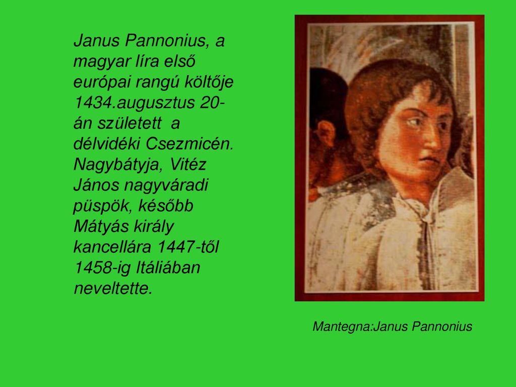 Janus Pannonius, a magyar líra első európai rangú költője 1434