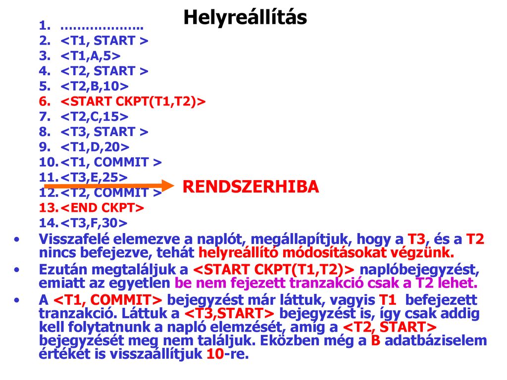 Előadás 09 Helyreállíthatóság (Failure Recovery) - Ppt Letölteni