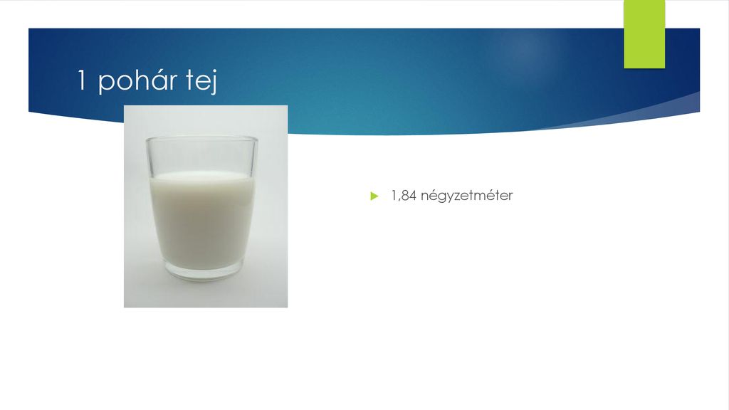 1 pohár tej 1,84 négyzetméter