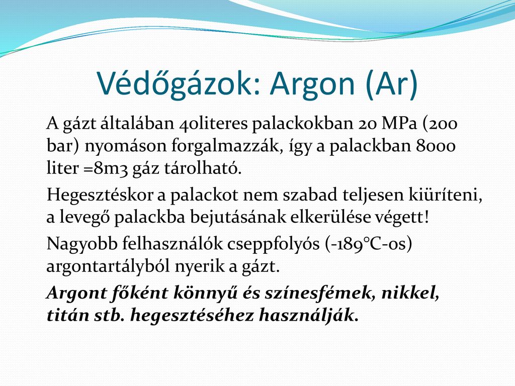 Védőgázok: Argon (Ar)