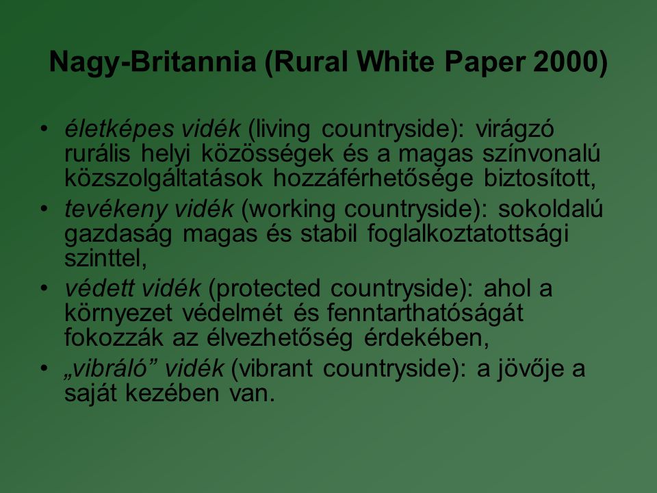 Nagy-Britannia (Rural White Paper 2000)