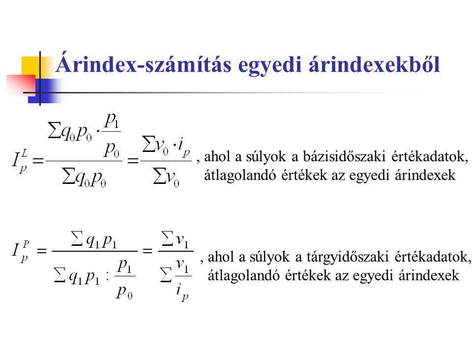 Árindex-számítás egyedi árindexekből