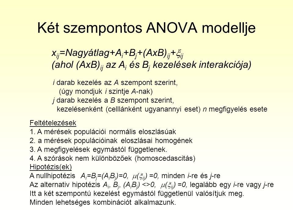 Két szempontos ANOVA modellje