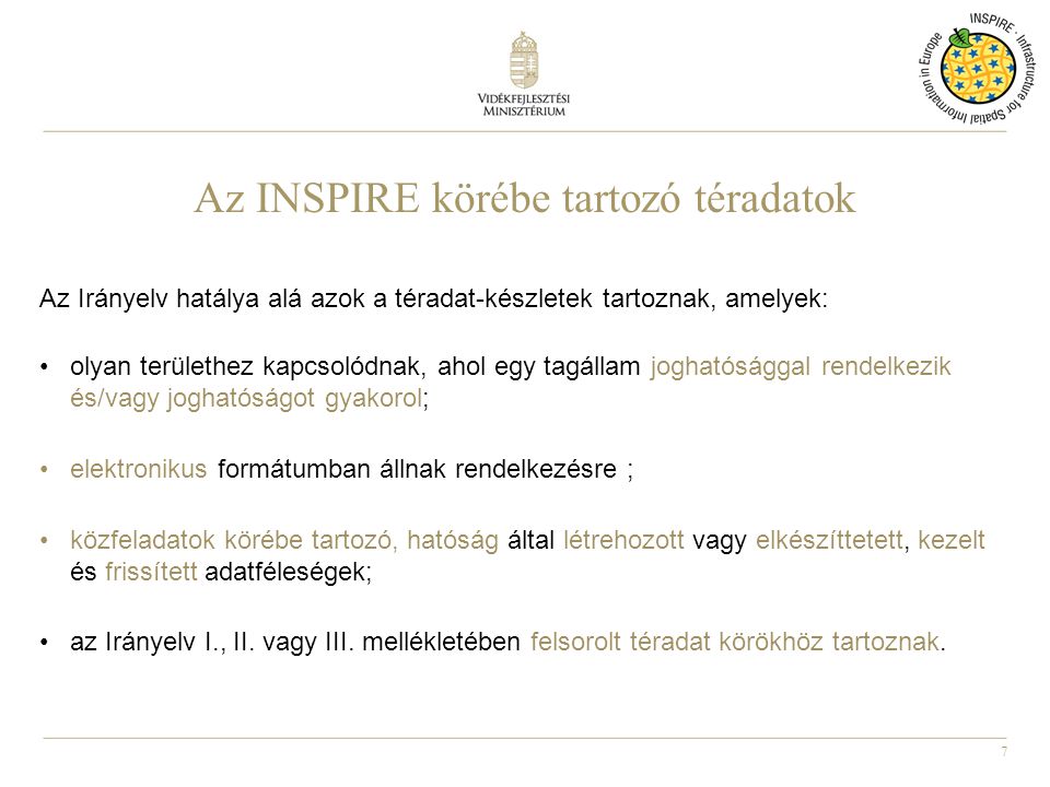 Az INSPIRE körébe tartozó téradatok