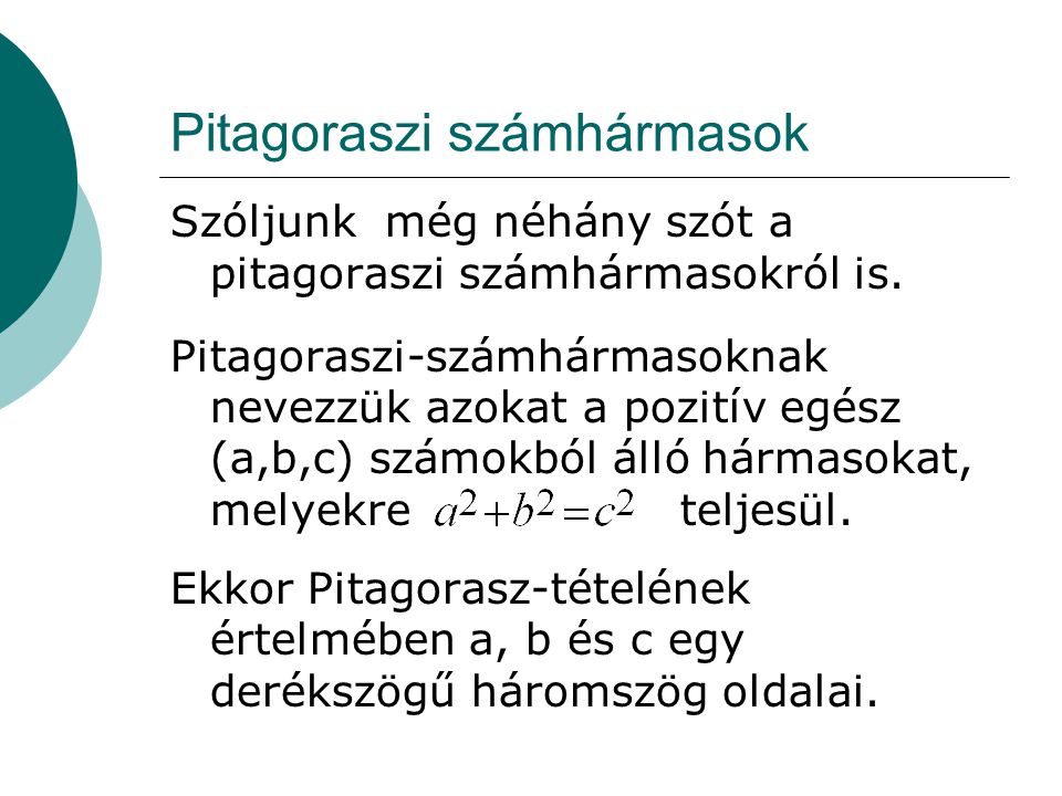 Pitagoraszi számhármasok