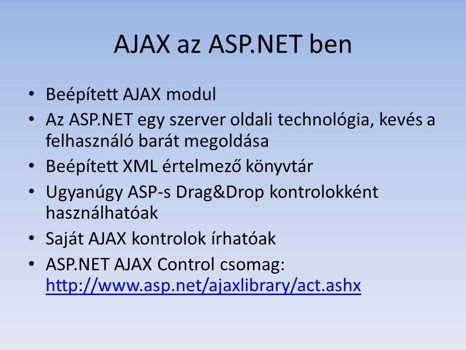 AJAX az ASP.NET ben Beépített AJAX modul