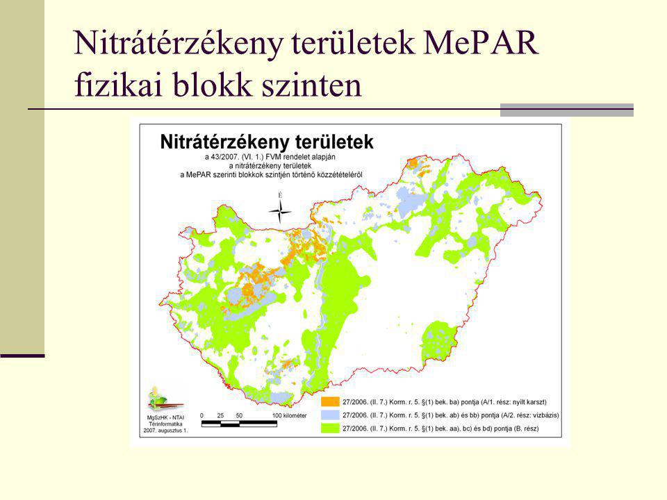 Nitrátérzékeny területek MePAR fizikai blokk szinten
