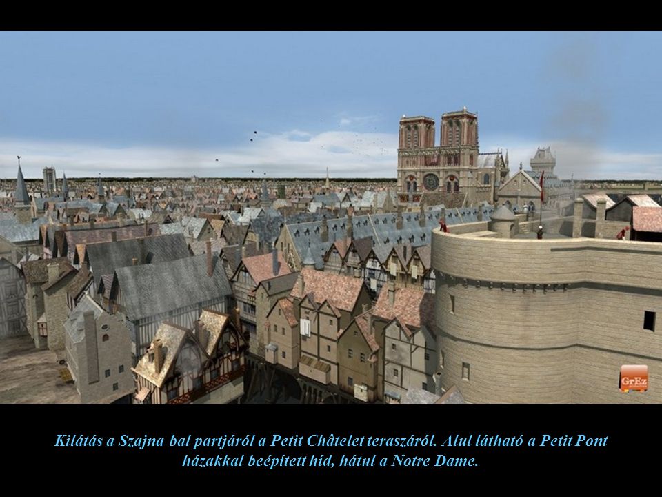 Kilátás a Szajna bal partjáról a Petit Châtelet teraszáról