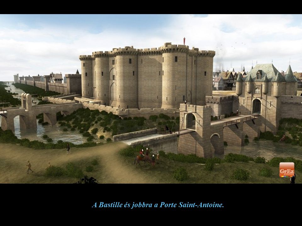 A Bastille és jobbra a Porte Saint-Antoine.