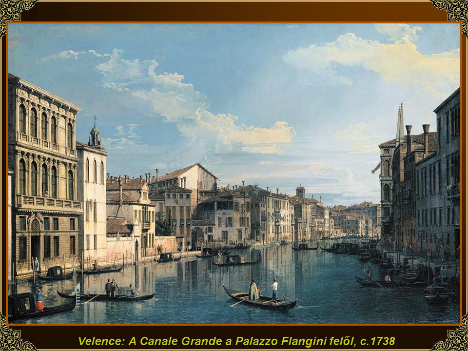 Velence: A Canale Grande a Palazzo Flangini felől, c.1738