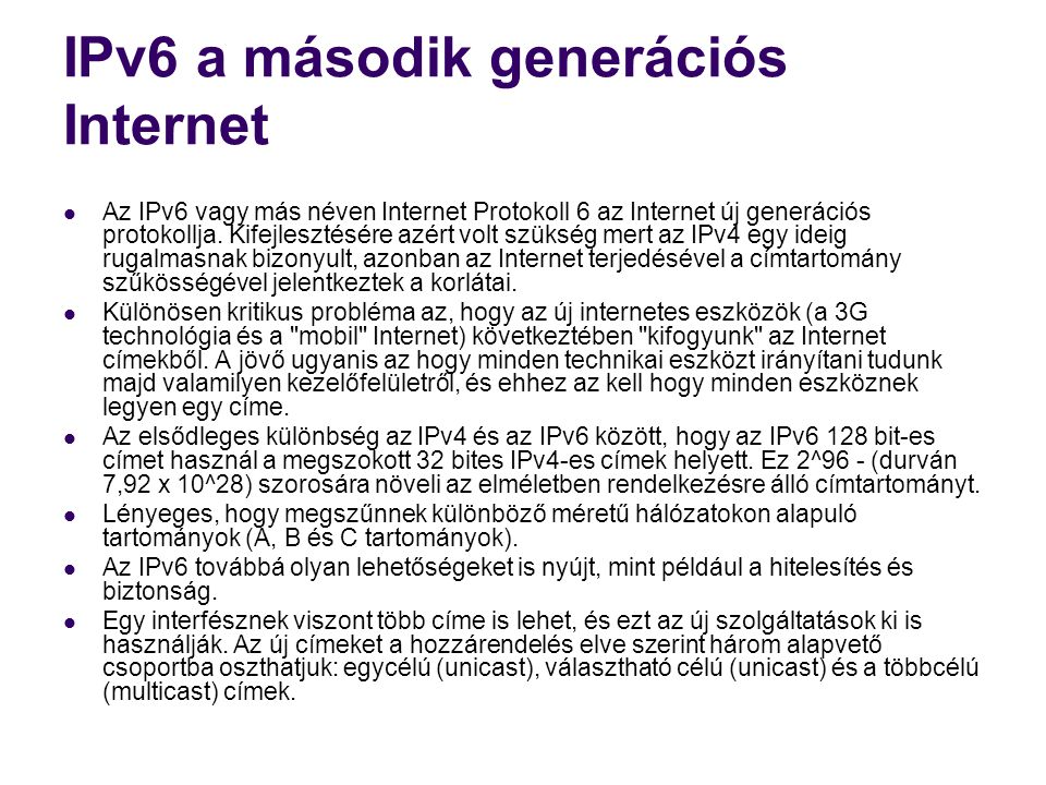IPv6 a második generációs Internet