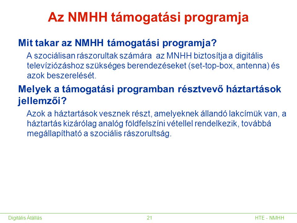 Az NMHH támogatási programja