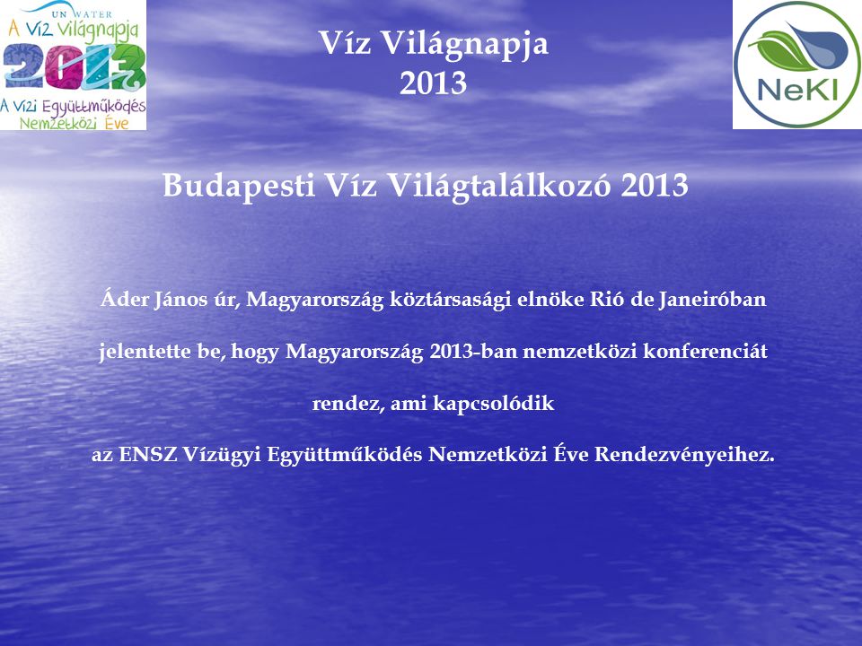 Budapesti Víz Világtalálkozó 2013