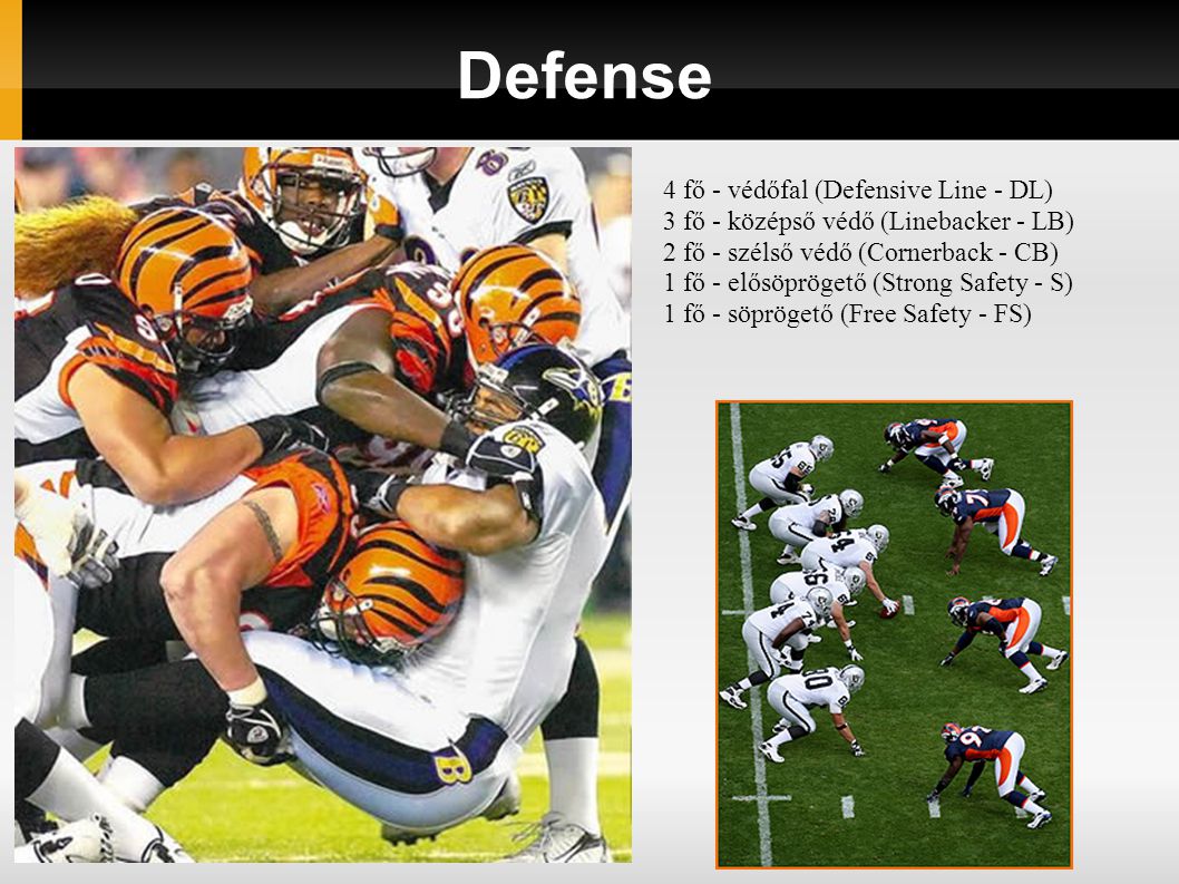 Defense 4 fő - védőfal (Defensive Line - DL)
