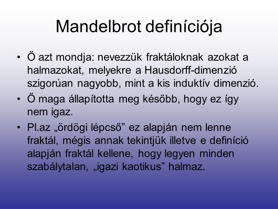 Mandelbrot definíciója