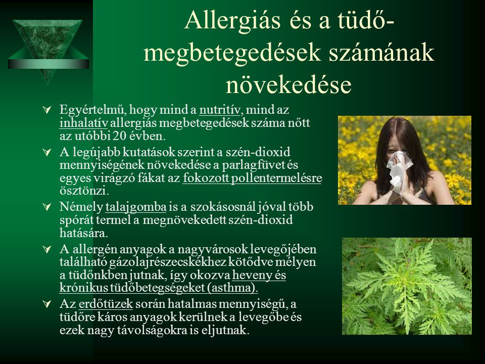 Allergiás és a tüdő- megbetegedések számának növekedése