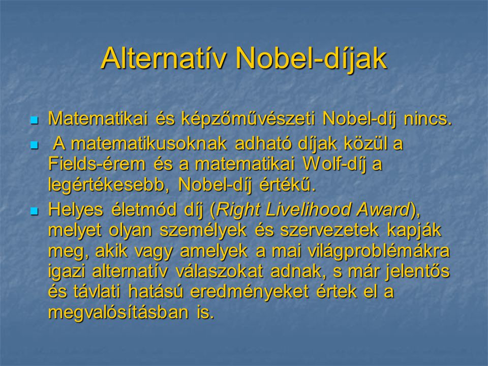 Alternatív Nobel-díjak