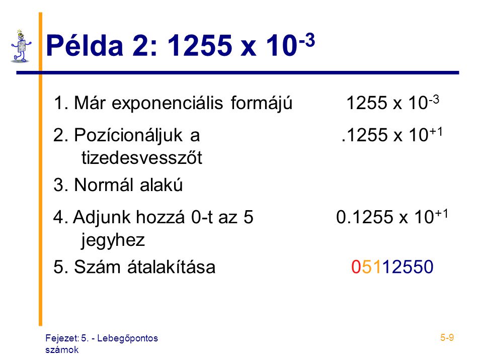 Példa 2: 1255 x Már exponenciális formájú 1255 x 10-3