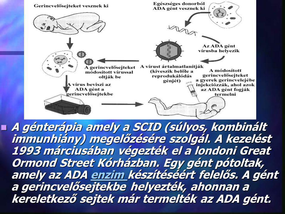 A génterápia amely a SCID (súlyos, kombinált immunhiány) megelőzésére szolgál.