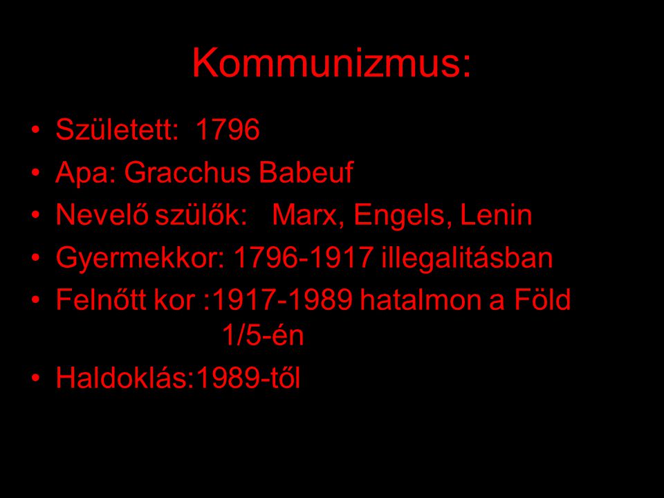 Kommunizmus: Született: 1796 Apa: Gracchus Babeuf